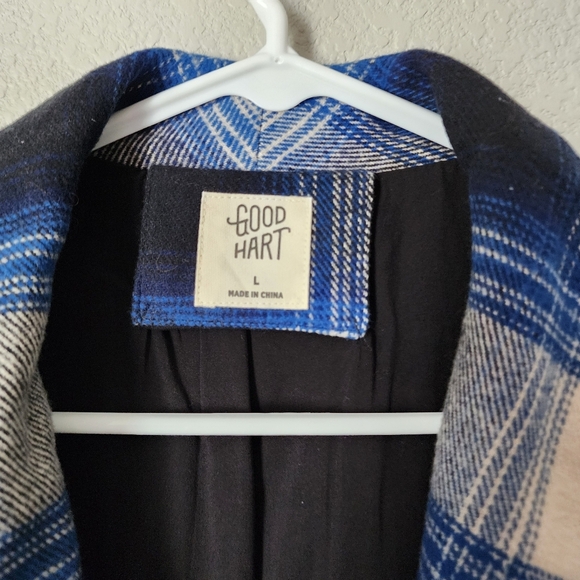 MATILDA JANE x GOOD HART Dutton Plaid Coat tie waist blue plaid L - Picture 6 of 6